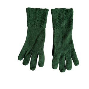 Vintage Carolina Amato Knit Full Finger Crochet Long Gloves Women’s Green Warm